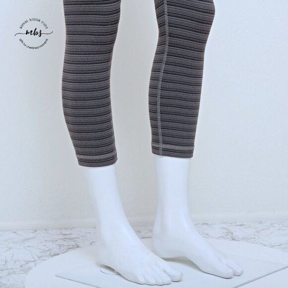 Lululemon High Times Pant Luxtreme Cyber Striped Coal Low Waist Crop Leggings - Picture 7 of 13